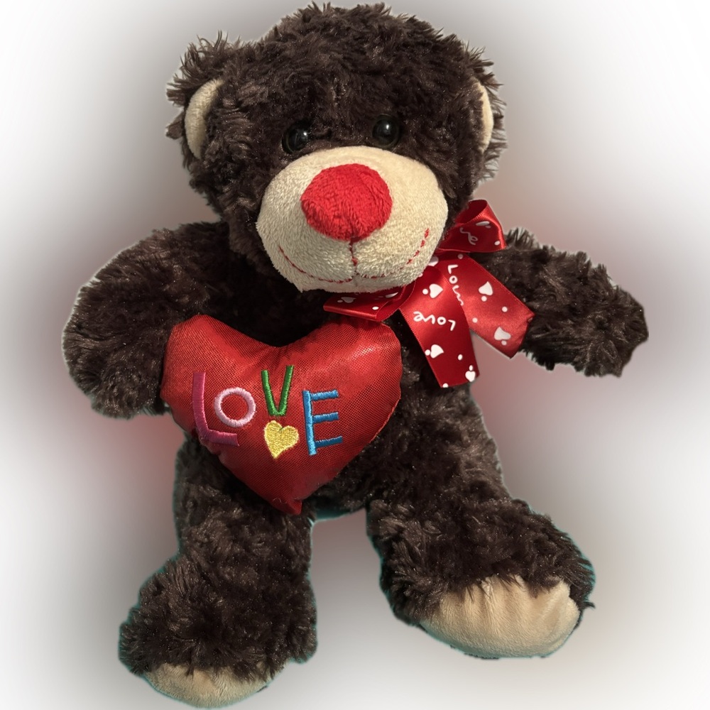 Kellytoy Brown Teddy Bear with Red Heart EUC